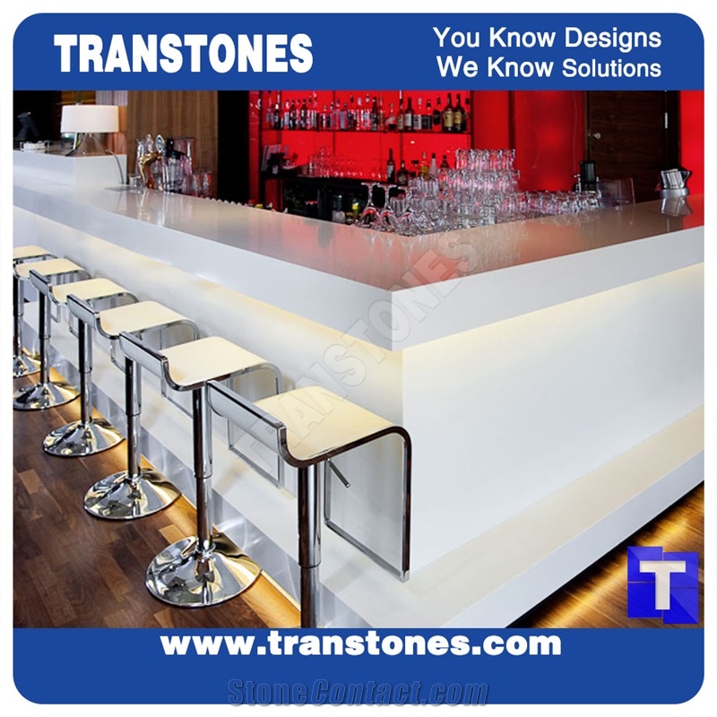Shadow Grey Artificial Solid Surface Marble Commercial Bar Top,Custom Countertops Engineered Stone Counter