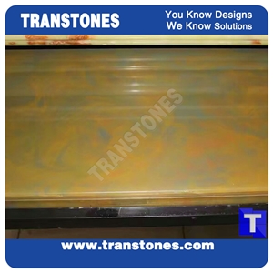 Silver Solid Surface Marble Translucent Alabaster Sheet for Reception Desk Hotel Lobby Decoration