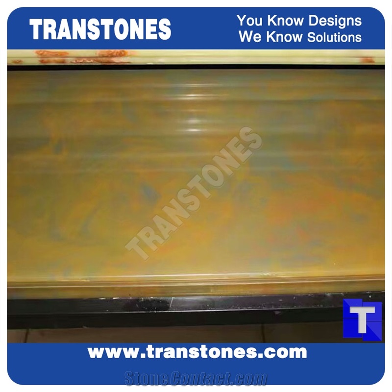 Solid Surface Artificial Sheet Brown Transtones Artificial Marble for Nightclub Bar Counter Kitchen Top