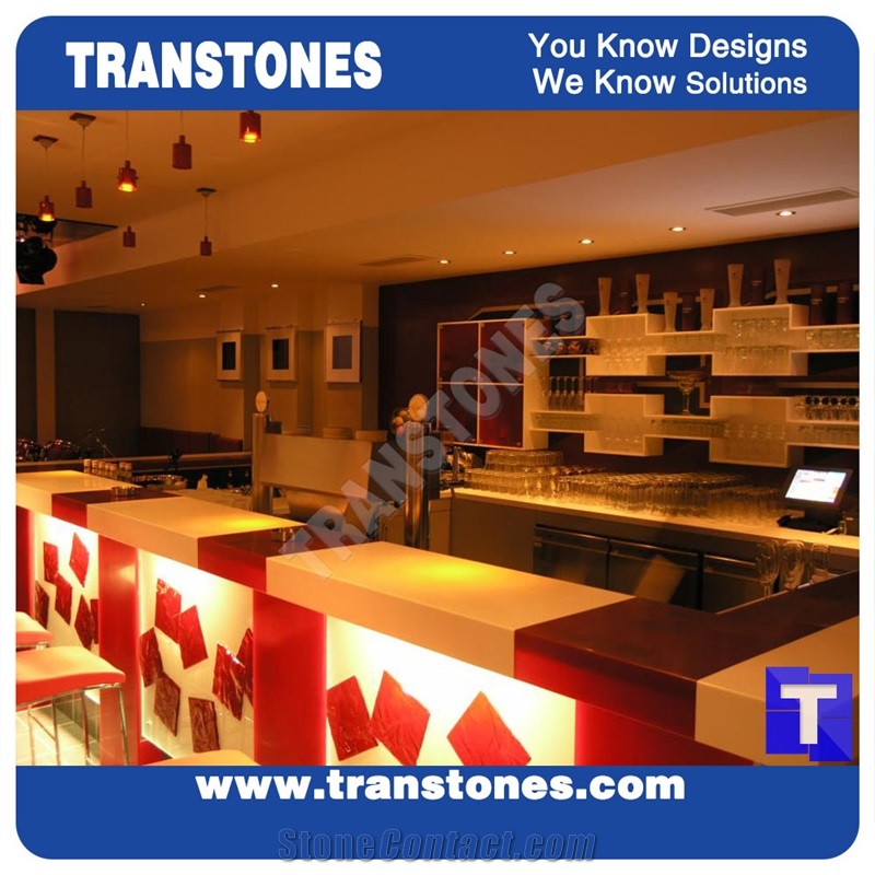Solid Surface Crystal White Quartz Stone Commercial Bar Top,Bench Countertop Engineered Stone for Interior Furniture