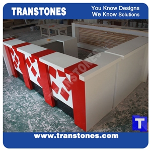Solid Surface Crystal White Quartz Stone Commercial Bar Top,Bench Countertop Engineered Stone for Interior Furniture