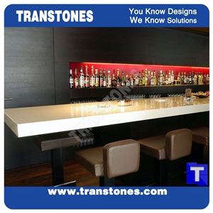 Solid Surface Crystal White Quartz Stone Commercial Bar Top,Bench Top Engineered Stone For Interior Furniture
