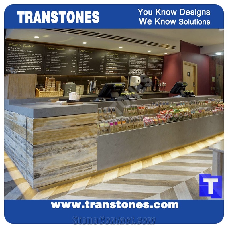 Super Grey Solid Surface Marble Commercial Countertops Bar Top