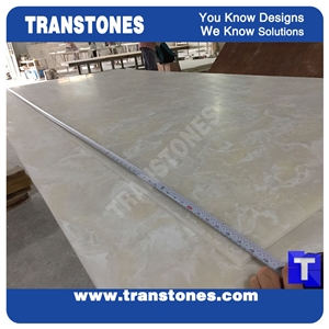 Transtones White Alabaster Sheet Hard Rock Cnc Artificial Onyx Stone for Hotel Lobby Wall and Bar Counter Tops