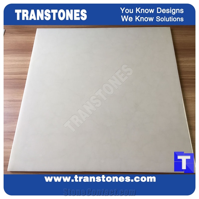 White Alabaster Sheet Artificial Interior Wall Stone Decoration Translucent Dinning Table