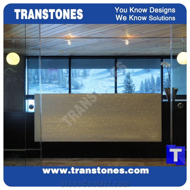 White Semiprecious Stone Translucent Backlit Club Commercial Bar