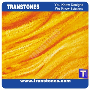 Yellow Translucent Streaks Veins Artificial Stone