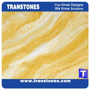 Yellow Translucent Streaks Veins Artificial Stone