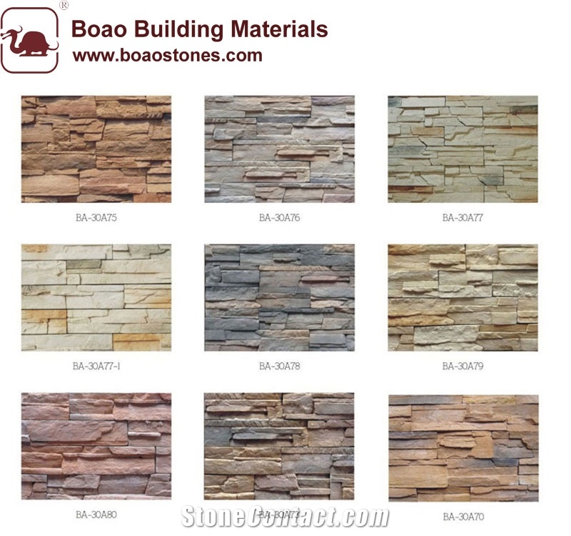 Fireplace Usage Artificial Cultured Stone Veneer Panel Siding Wall