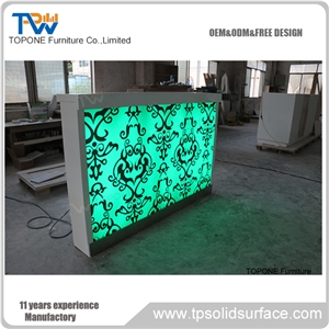 2017 New Design Oem Factory Price Artificial Marble Stone Glowing Bar Counter Tops, Interior Stone Acrylic Solid Surface Glowing Bar Countertop Design