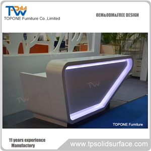 2017 Small White Artificial Marble Stone Office Reception Desk Design, Interior Stone Acrylic Solid Surface Small Salon Reception Table Design Oem