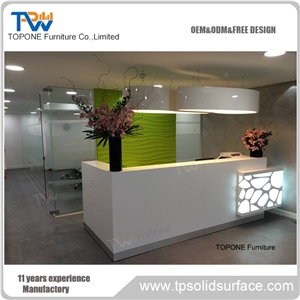 China Factory Cheap Price Modern Design Artificial Marble Stone Office Reception Desk Design, Interior Stone Acrylic Solid Surface Reception Table Top