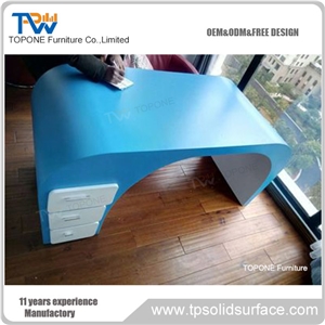 China Factory Cheap Price Wood Blue Color Office Table Tops, Interior Office Furniture Blue Office Desk Tops Design Oem Service Offiered