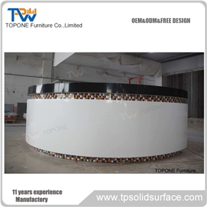 China Factory Price Artificial Marble Stone Round Bar Counter Table Tops Design, Interior Stone Acrylic Solid Surface Led Round Bar Table Tops Design