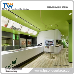 White Acrylic Solid Surface Restaurant Bar Countertops Design , Interior Stone Artificial Marble Stone Restaurant Bar Table Tops Design Oem Offered