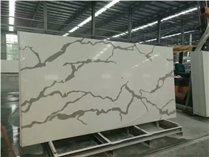 Carrara White Marble Quartz Stone Solid Surfaces Polished Slabs Tiles Engineered Stone Artificial Stone for Hotel Kitchen,Bathroom Walling