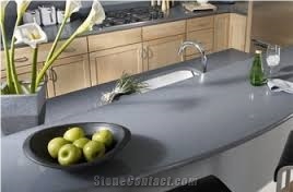 Grey Quartz Stone Kitchen Countertops, Solid Surface Kitchen Island Tops,Engineered Stone Bar Top for Kitchen