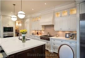 Grey Quartz Stone Kitchen Countertops, Solid Surface Kitchen Island Tops,Engineered Stone Bar Top for Kitchen