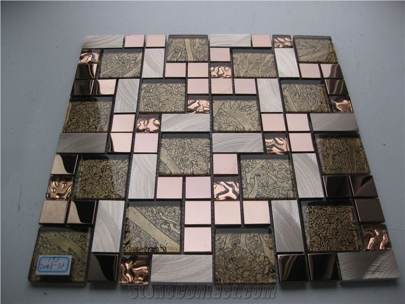 Aluminum Mix Crystal Glass Mosaic Metal Mosaic Pattern Tile