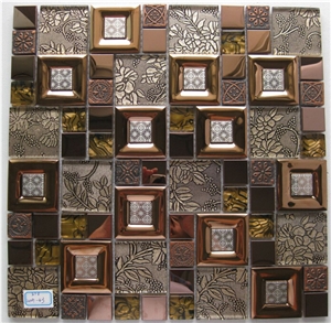 Glass Mix Metal Mosaic Tile Wall Tile
