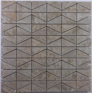 Light Emperador Irregular Trapezoid Marble Mosaic Wall Floor Tile