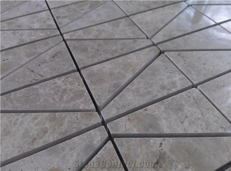 Light Emperador Irregular Trapezoid Marble Mosaic Wall Floor Tile