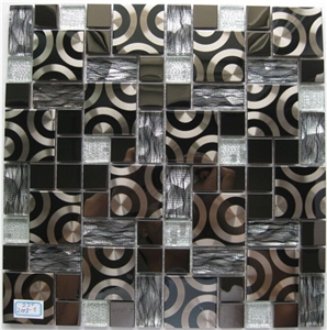 Metal Mosaic Crystal Glass Mix Stainless Steel Wall Mosaic Pattern Tile