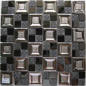 Stainless Steel Metal Mosaic Tile Mix Resin Mosaic Pattern