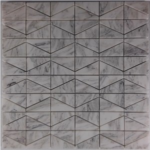 White Marble Trapezoid Marble Mosaic Kitchen Wall Tile