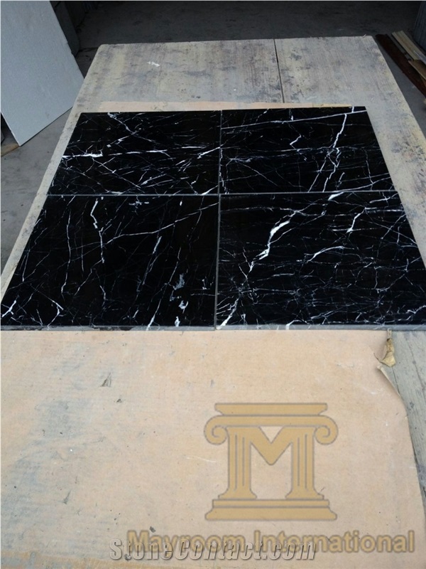 China Nero Marquina Marble, Beijing Nero,China Marquina Marble, China,Black,Polished,Countertops,Exterior - Interior Wall and Floor Applications