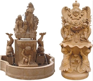Marble Sculptured Fountain & Handcarved Exterior Fountains for Garden Decoration & Large Garden Water Fountain