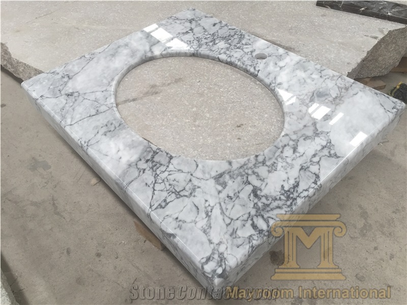 New Snow White Marble Kitchen Tops, Polished China White Marble Kitchen Countertops