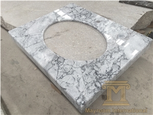New Snow White Marble Kitchen Tops, Polished China White Marble Kitchen Countertops