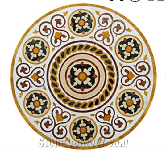 Round Big Tiles，New Tiles Design,Popular Medallion Floor Decorated Tiles,Multi Color Marble Polished Inlay Flooring Tiles Pattern Modern Design