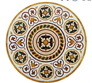 Round Big Tiles，New Tiles Design,Popular Medallion Floor Decorated Tiles,Multi Color Marble Polished Inlay Flooring Tiles Pattern Modern Design
