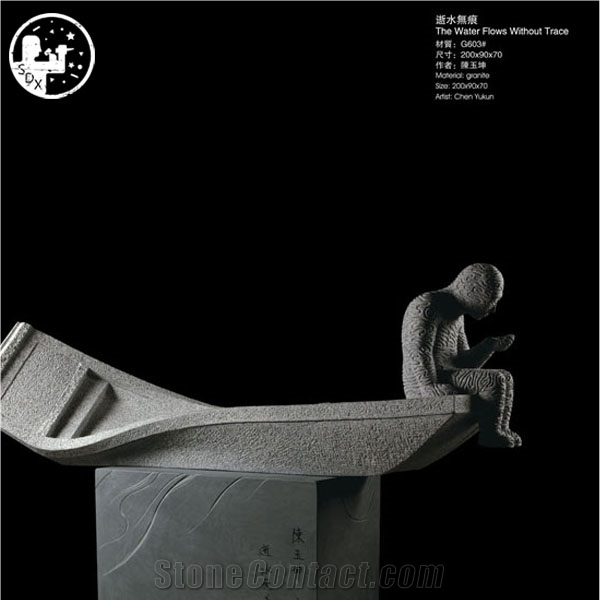 Granite G633,G654,G663,G654,The Man Sit on the Boat,Garden Sculpture,Japanese Chinese Style,Abstract Idea,Custom Art Statues,Handcraved Production