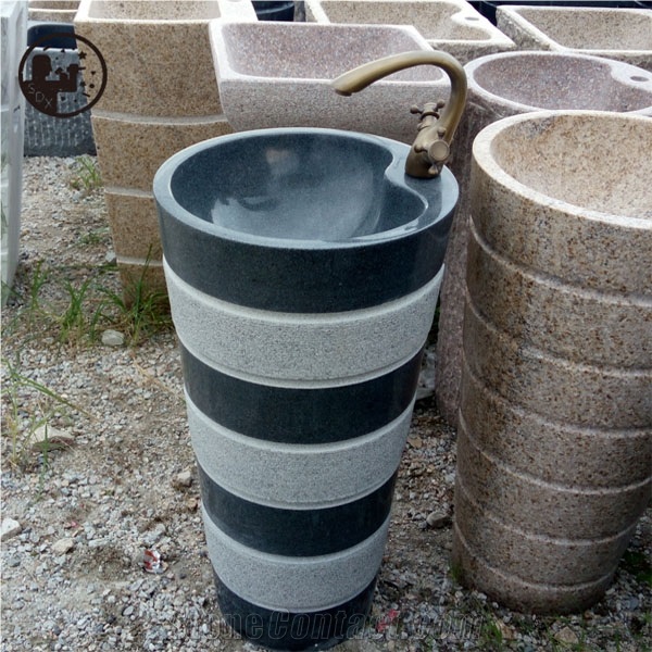 Granite G654,G682,Round Basins,Pink and White,Black Alternating with White,Polished Sinks, Wash Basins Wash Bowls,Pedestal Basins