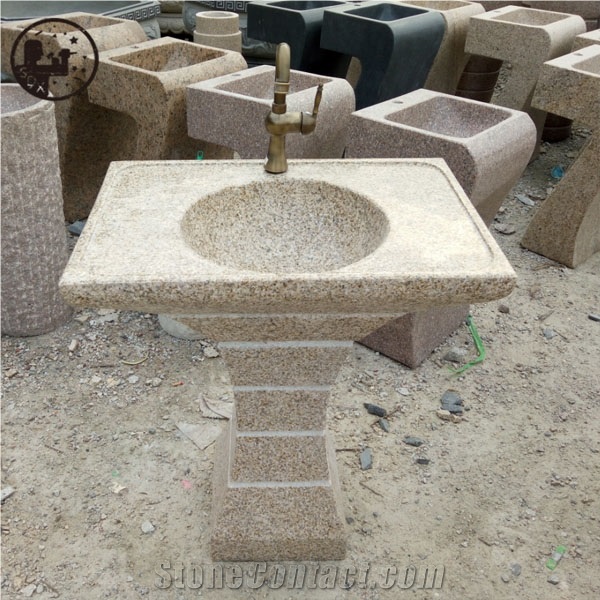Granite,G682,Square Shaped Basins, Pedestal Shrimp Pink Square Sinks, Bathroom Basins,Wash Bowls,Kitchen Sinks