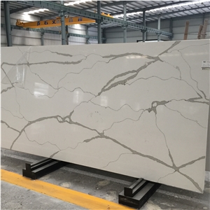 Calacatta White Marble Look Quartz Stone Solid Surfaces Polished Slabs & Tiles Engineered Stone Artificial Stone Slabs for Hotel Kitchen,Bathroom Wall