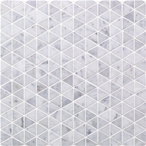 Carrara White Marble Triangle Mosaic Tile for Backsplash, Italian White Marble Mosaic, Italian White, Carrara White