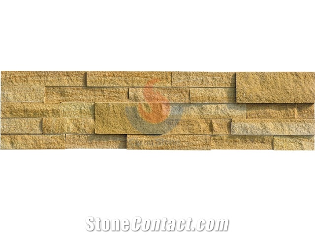Golden Sandstone ,Yellow Sandstone,China Sandstone Ledge Stone Panels, Stone Veneer , Culture Stone ,Wall Cladding , Exposed Wall Stone