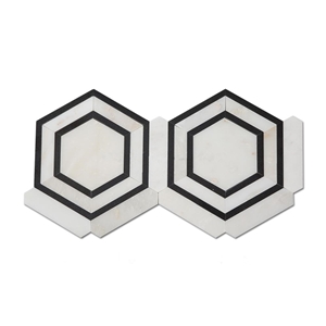 Hexagon Marble Mosaic Bathroom Floor Tile in Stock, Chinese White Marble Mosaic