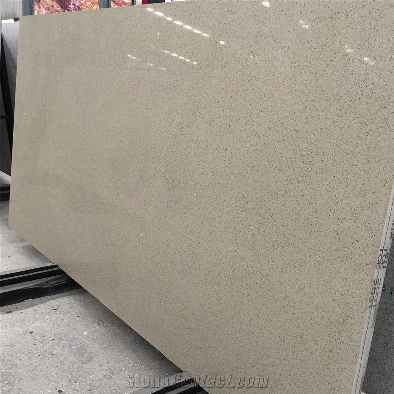 Hot Sale Beige Quartz Stone Solid Surfaces with Mirror Polished Slabs & Tiles Engineered Stone Artificial Stone Slabs for Counter Top Cr 2031