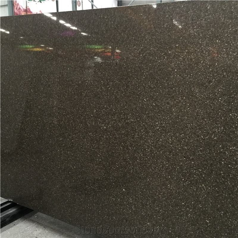 Hot Sale Brown Quartz Stone Solid Surfaces Polished Slabs & Tiles Engineered Stone Artificial Stone Slabs for Counter Top Cr 1682