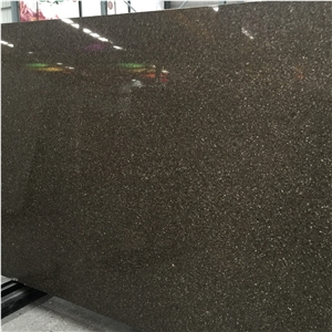 Hot Sale Brown Quartz Stone Solid Surfaces Polished Slabs & Tiles Engineered Stone Artificial Stone Slabs for Counter Top Cr 1682