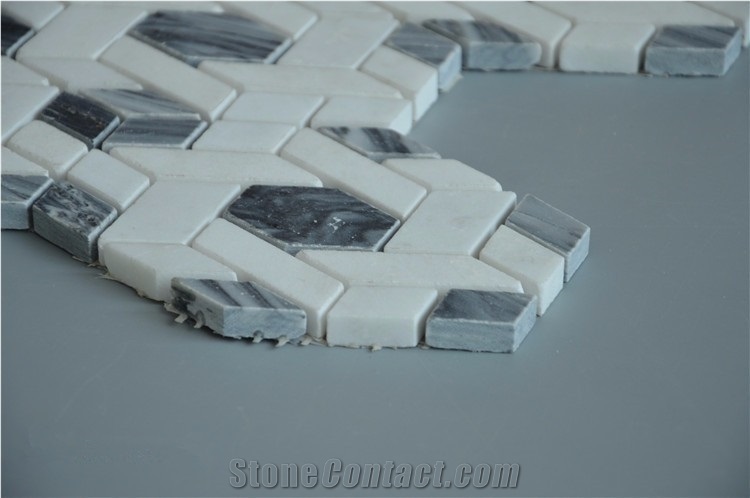 Italy Grey and Carrara White Basketweave Marble Mosaic