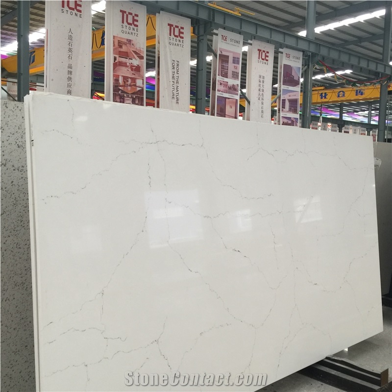 Marble Look Quartz Stone Solid Surfaces Polished Slabs & Tiles Engineered Stone Artificial Stone Slabs for Counter Top Cr1902
