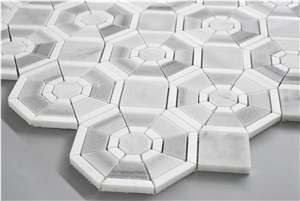 Mink Marmara Equator White Marble Bathroom Wall Floor Tiles , Marmara Marble 3d Mosaic Tile