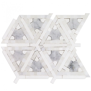 New Design Bianco Carrara White Marble Mosaic Floor Tiles, Thassos White and Carrara White New Design Marble Mosaic
