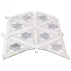 New Design Bianco Carrara White Marble Mosaic Floor Tiles, Thassos White and Carrara White New Design Marble Mosaic